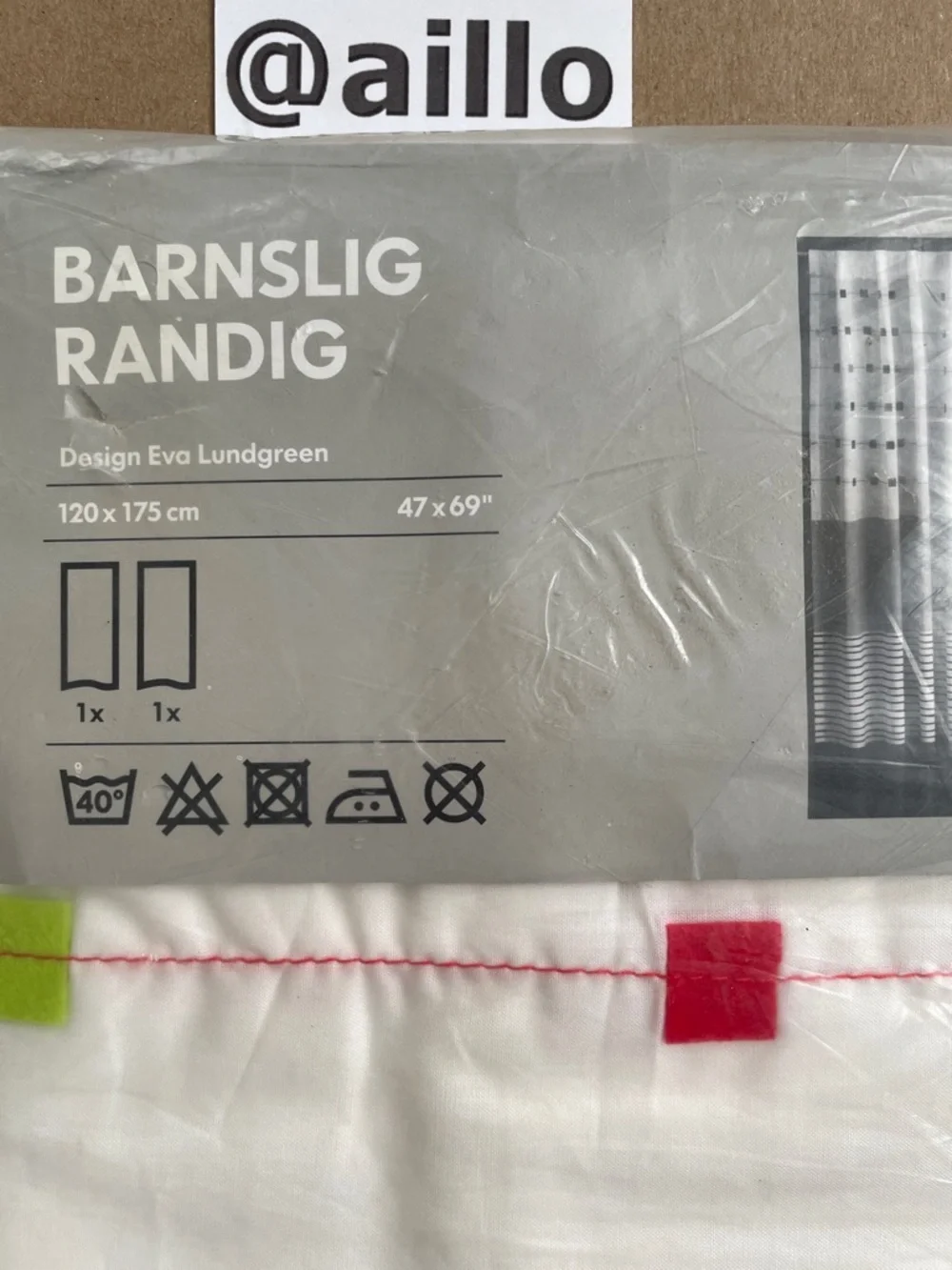 2 IKEA BARNSLIG RANDIG Short curtains, multicolor